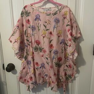Monna Lisa girls floral muslin ruffled poncho style cover-up. Size 10. Like new!